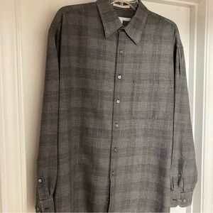 PERRY ELLIS Men's Gray Checkered Shirt
